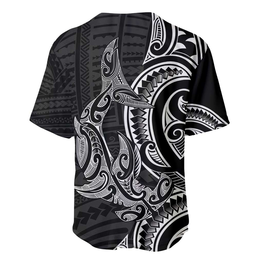 New Zealand Hammerhead Shark Baseball Jersey Maori Haehae Mangopare Black - Aussie Hoodie