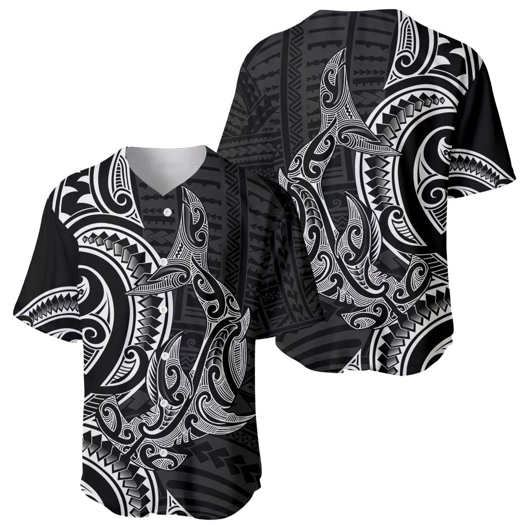 New Zealand Hammerhead Shark Baseball Jersey Maori Haehae Mangopare Black - Aussie Hoodie