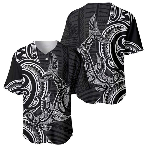 New Zealand Hammerhead Shark Baseball Jersey Maori Haehae Mangopare Black - Aussie Hoodie
