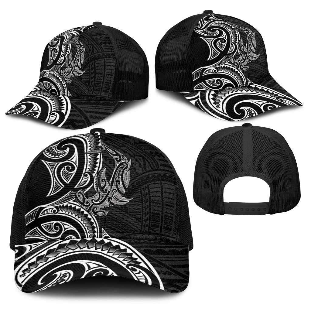 New Zealand Hammerhead Shark Baseball Net Cap Maori Haehae Mangopare Black - Aussie Hoodie