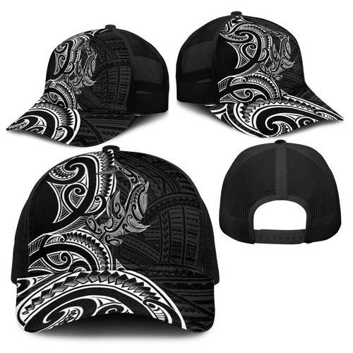 New Zealand Hammerhead Shark Baseball Net Cap Maori Haehae Mangopare Black - Aussie Hoodie