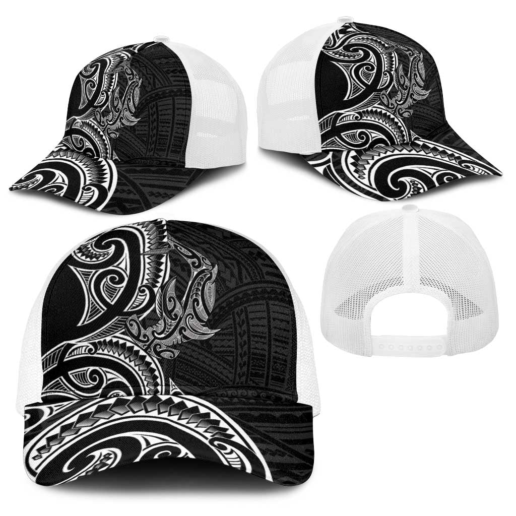 New Zealand Hammerhead Shark Baseball Net Cap Maori Haehae Mangopare Black - Aussie Hoodie