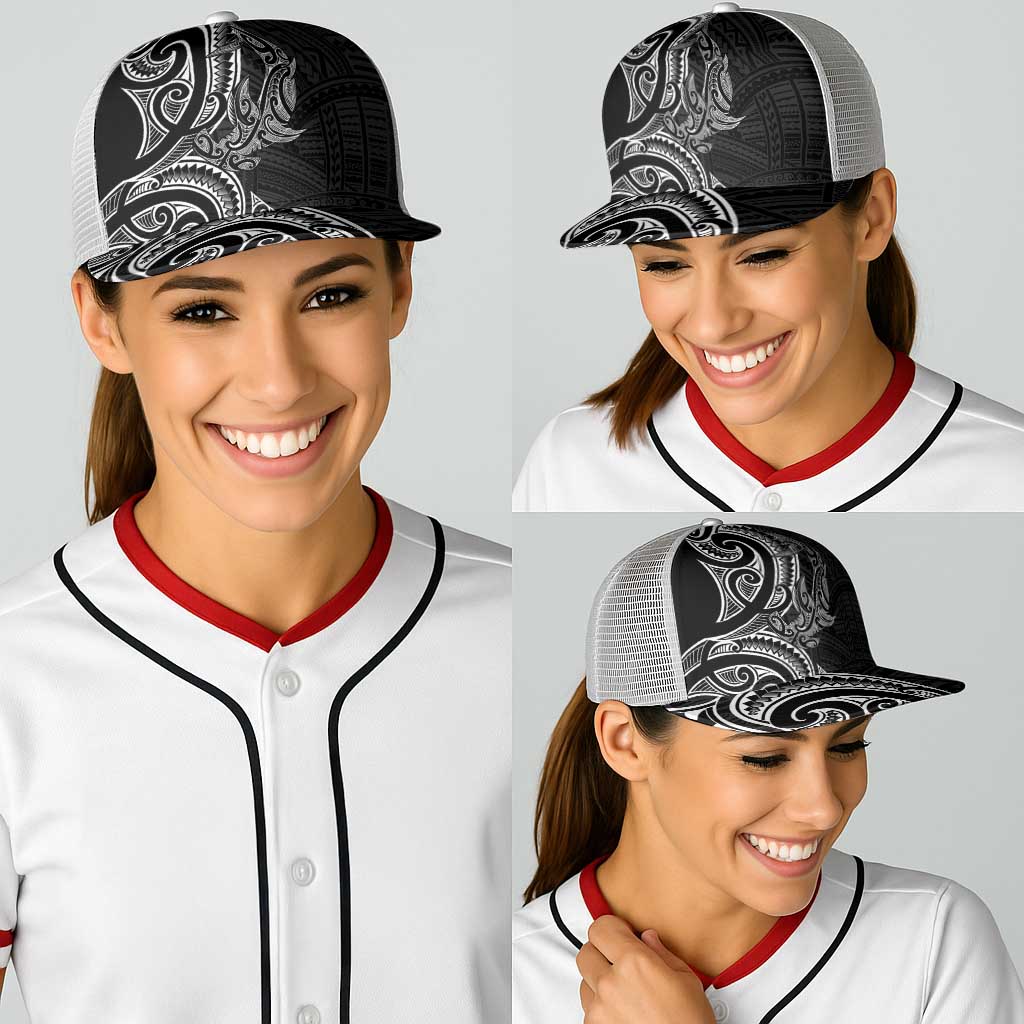 New Zealand Hammerhead Shark Baseball Net Cap Maori Haehae Mangopare Black - Aussie Hoodie