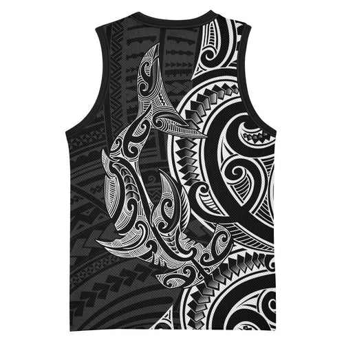 New Zealand Hammerhead Shark Basketball Jersey Maori Haehae Mangopare Black - Aussie Hoodie