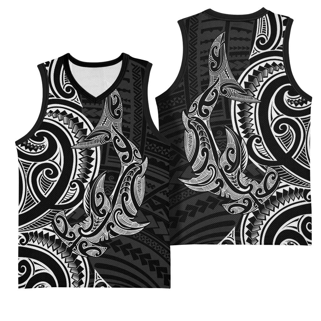 New Zealand Hammerhead Shark Basketball Jersey Maori Haehae Mangopare Black - Aussie Hoodie