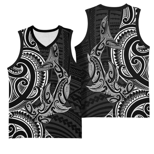 New Zealand Hammerhead Shark Basketball Jersey Maori Haehae Mangopare Black - Aussie Hoodie