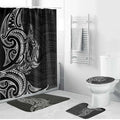 New Zealand Hammerhead Shark Bathroom Set Maori Haehae Mangopare Black - Aussie Hoodie