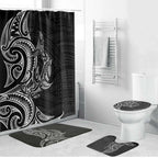 New Zealand Hammerhead Shark Bathroom Set Maori Haehae Mangopare Black - Aussie Hoodie
