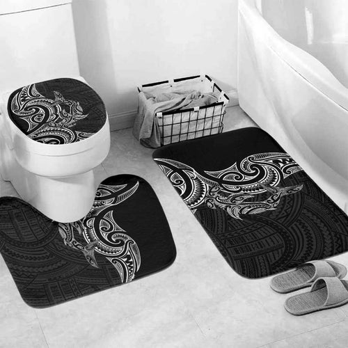 New Zealand Hammerhead Shark Bathroom Set Maori Haehae Mangopare Black - Aussie Hoodie