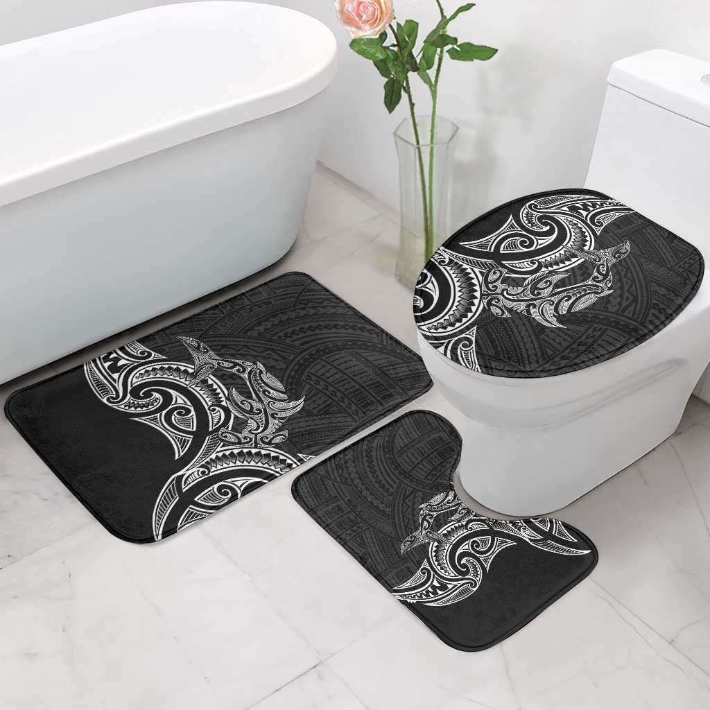 New Zealand Hammerhead Shark Bathroom Set Maori Haehae Mangopare Black - Aussie Hoodie
