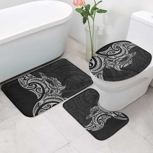 New Zealand Hammerhead Shark Bathroom Set Maori Haehae Mangopare Black - Aussie Hoodie