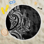 New Zealand Hammerhead Shark Beach Blanket Maori Haehae Mangopare Black - Aussie Hoodie
