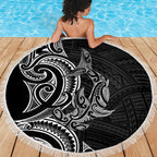 New Zealand Hammerhead Shark Beach Blanket Maori Haehae Mangopare Black - Aussie Hoodie