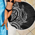 New Zealand Hammerhead Shark Beach Blanket Maori Haehae Mangopare Black - Aussie Hoodie