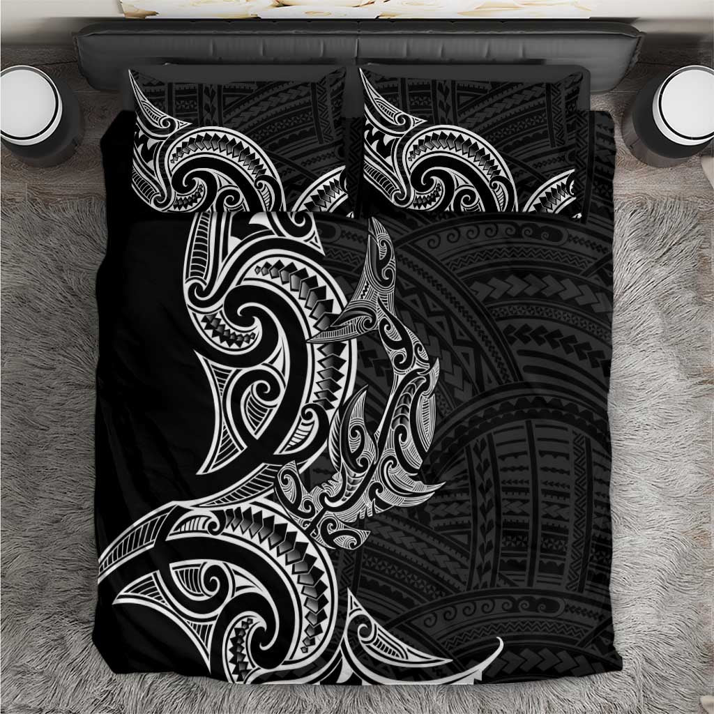 New Zealand Hammerhead Shark Bedding Set Maori Haehae Mangopare Black - Aussie Hoodie