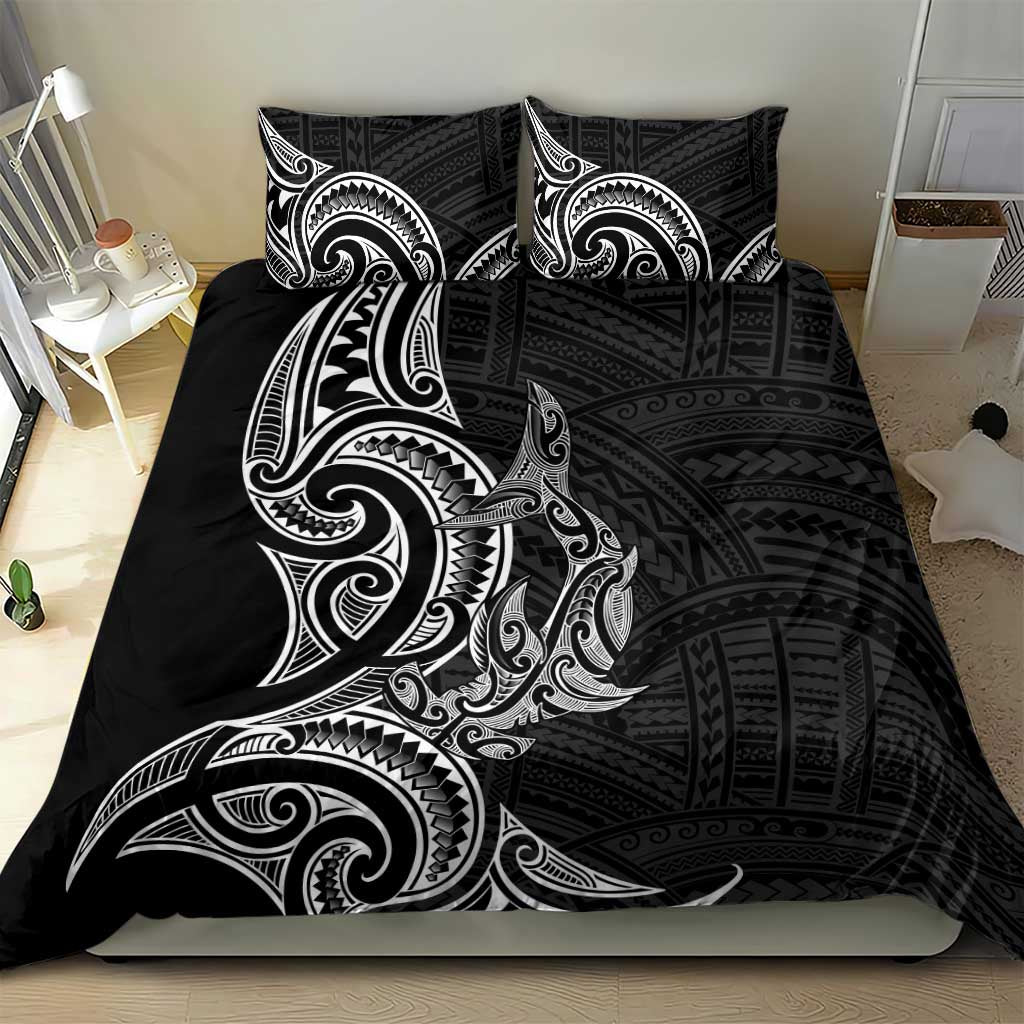 New Zealand Hammerhead Shark Bedding Set Maori Haehae Mangopare Black - Aussie Hoodie