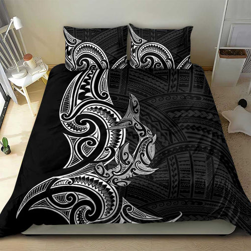 New Zealand Hammerhead Shark Bedding Set Maori Haehae Mangopare Black - Aussie Hoodie