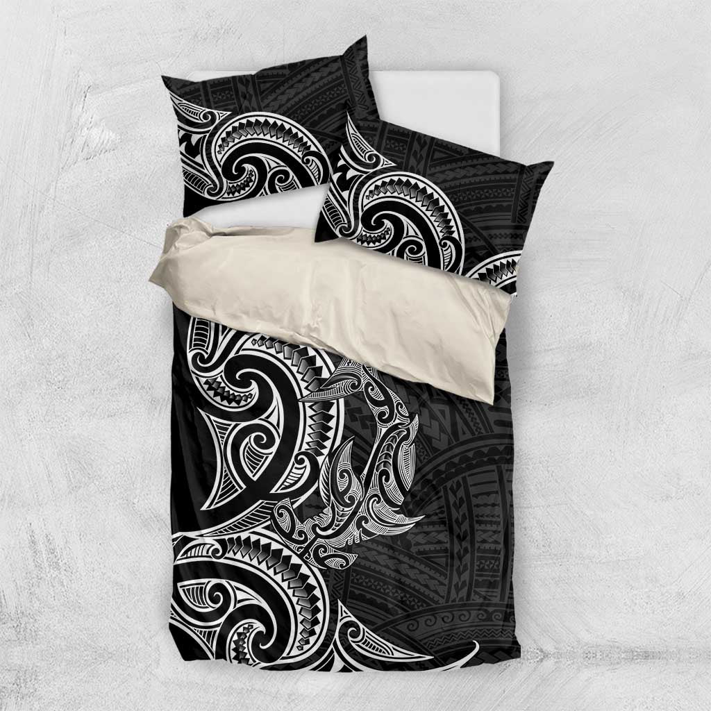 New Zealand Hammerhead Shark Bedding Set Maori Haehae Mangopare Black - Aussie Hoodie