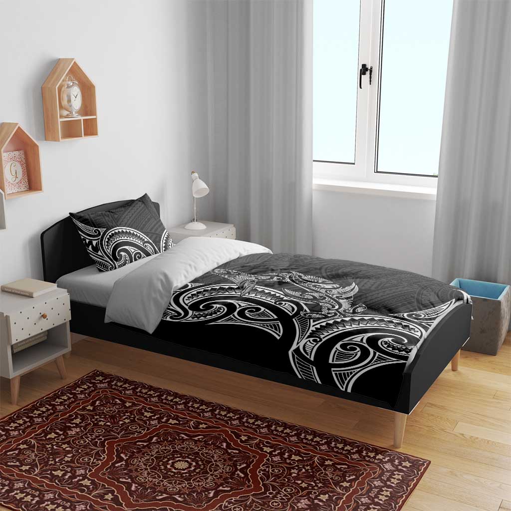 New Zealand Hammerhead Shark Bedding Set Maori Haehae Mangopare Black - Aussie Hoodie