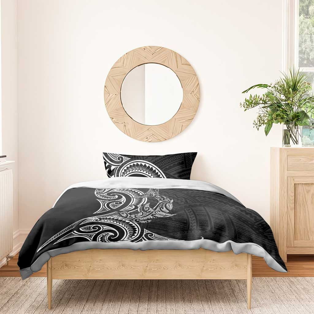 New Zealand Hammerhead Shark Bedding Set Maori Haehae Mangopare Black - Aussie Hoodie