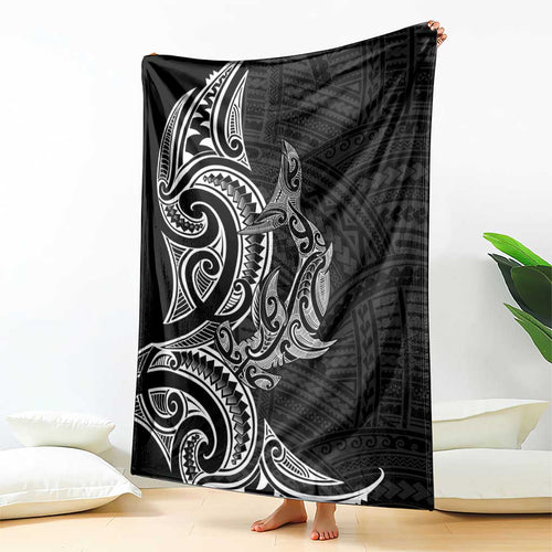 New Zealand Hammerhead Shark Blanket Maori Haehae Mangopare Black - Aussie Hoodie