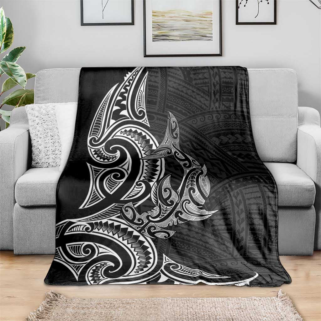 New Zealand Hammerhead Shark Blanket Maori Haehae Mangopare Black - Aussie Hoodie