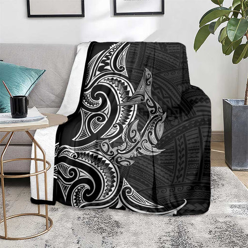 New Zealand Hammerhead Shark Blanket Maori Haehae Mangopare Black - Aussie Hoodie