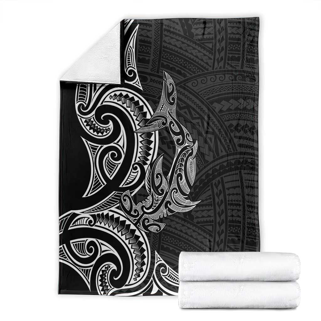 New Zealand Hammerhead Shark Blanket Maori Haehae Mangopare Black - Aussie Hoodie