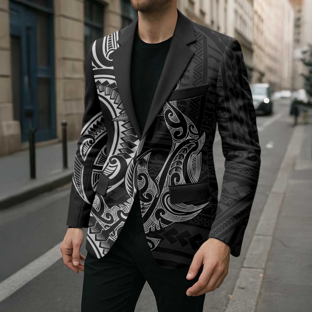 New Zealand Hammerhead Shark Blazer Maori Haehae Mangopare Black - Aussie Hoodie
