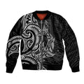 New Zealand Hammerhead Shark Bomber Jacket Maori Haehae Mangopare Black - Aussie Hoodie