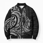 New Zealand Hammerhead Shark Bomber Puffer Jacket Maori Haehae Mangopare Black - Aussie Hoodie