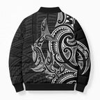 New Zealand Hammerhead Shark Bomber Puffer Jacket Maori Haehae Mangopare Black - Aussie Hoodie