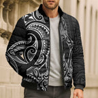 New Zealand Hammerhead Shark Bomber Puffer Jacket Maori Haehae Mangopare Black - Aussie Hoodie