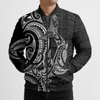 New Zealand Hammerhead Shark Bomber Puffer Jacket Maori Haehae Mangopare Black - Aussie Hoodie