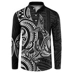 New Zealand Hammerhead Shark Button Sweatshirt Maori Haehae Mangopare Black - Aussie Hoodie
