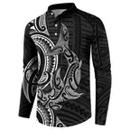 New Zealand Hammerhead Shark Button Sweatshirt Maori Haehae Mangopare Black - Aussie Hoodie