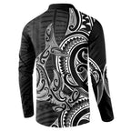 New Zealand Hammerhead Shark Button Sweatshirt Maori Haehae Mangopare Black - Aussie Hoodie