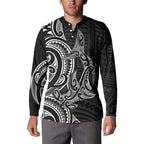 New Zealand Hammerhead Shark Button Sweatshirt Maori Haehae Mangopare Black - Aussie Hoodie