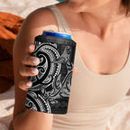 New Zealand Hammerhead Shark 4 in 1 Can Cooler Tumbler Maori Haehae Mangopare Black - Aussie Hoodie