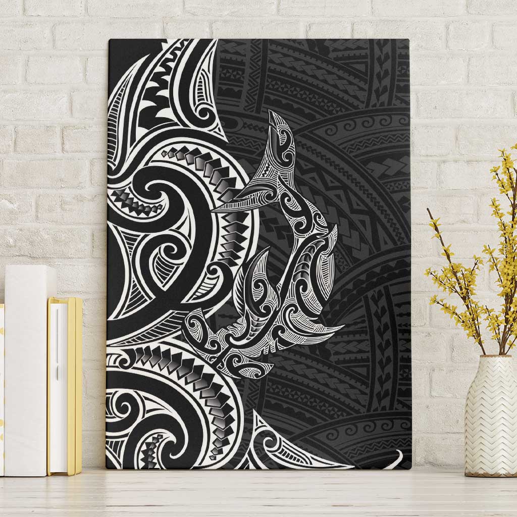 New Zealand Hammerhead Shark Canvas Wall Art Maori Haehae Mangopare Black - Aussie Hoodie