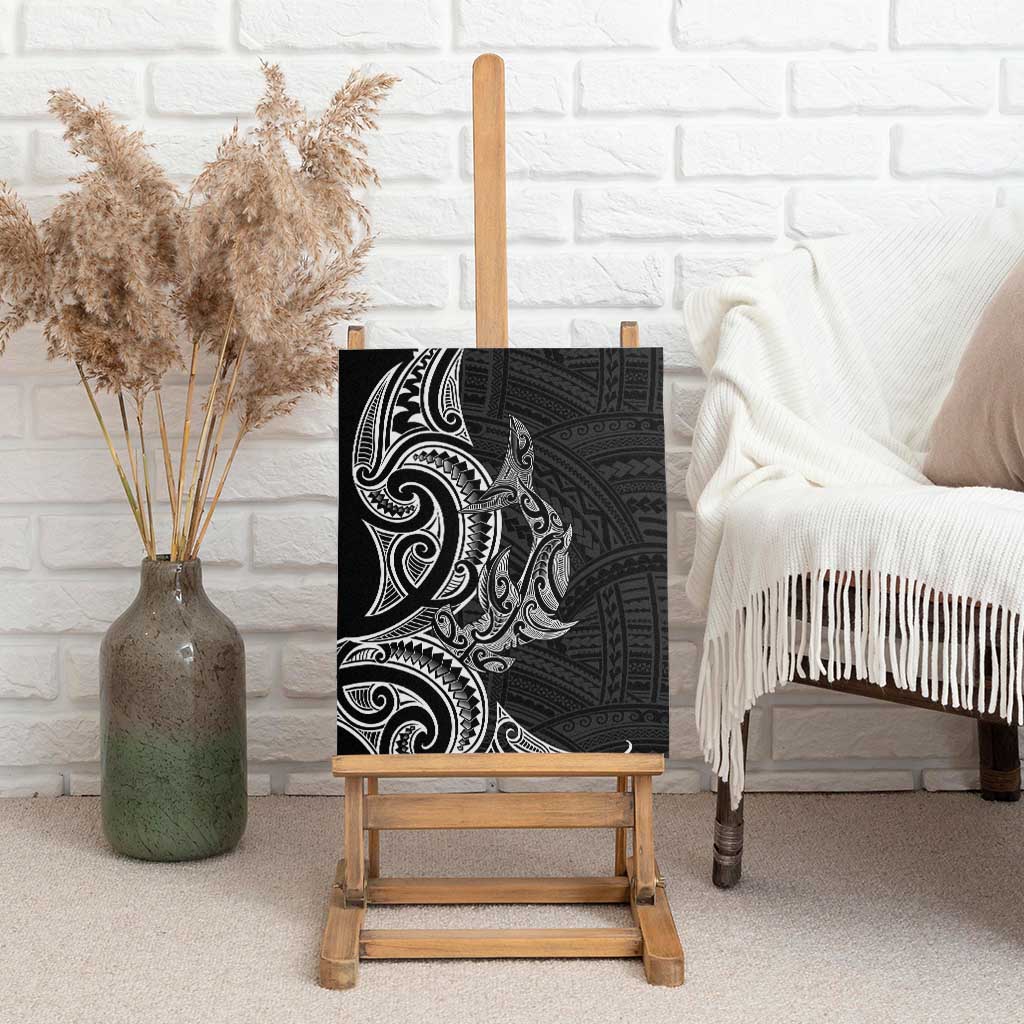 New Zealand Hammerhead Shark Canvas Wall Art Maori Haehae Mangopare Black - Aussie Hoodie