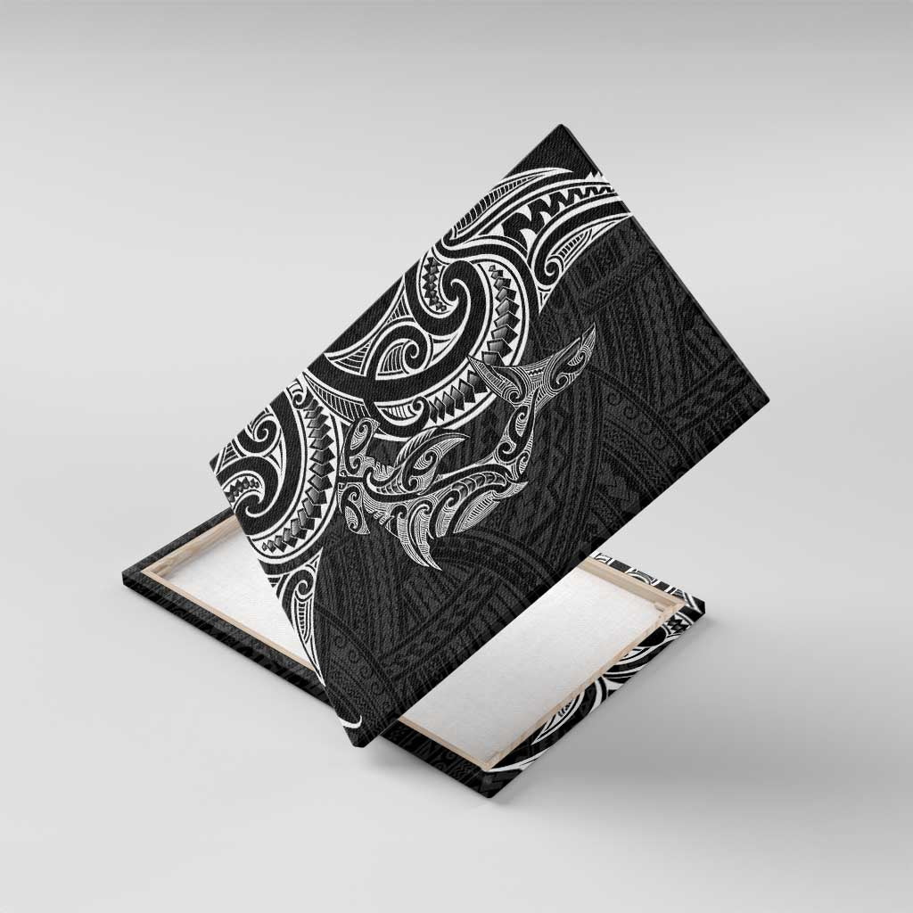 New Zealand Hammerhead Shark Canvas Wall Art Maori Haehae Mangopare Black - Aussie Hoodie