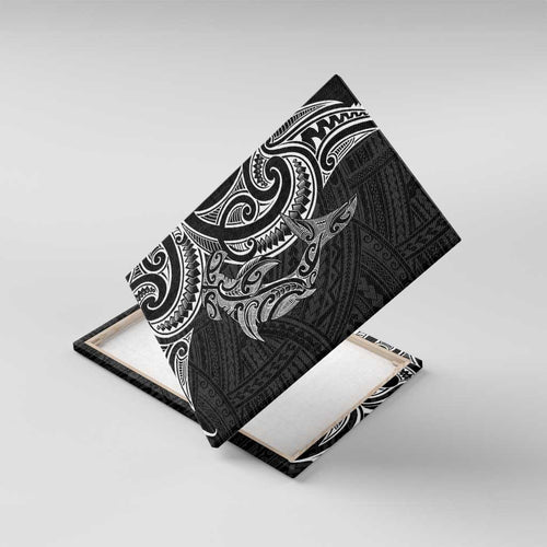 New Zealand Hammerhead Shark Canvas Wall Art Maori Haehae Mangopare Black - Aussie Hoodie