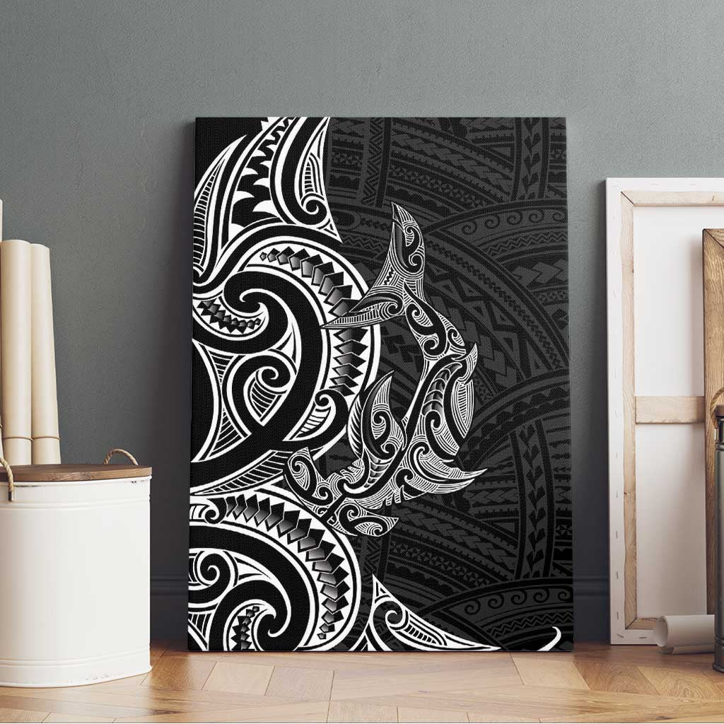 New Zealand Hammerhead Shark Canvas Wall Art Maori Haehae Mangopare Black - Aussie Hoodie