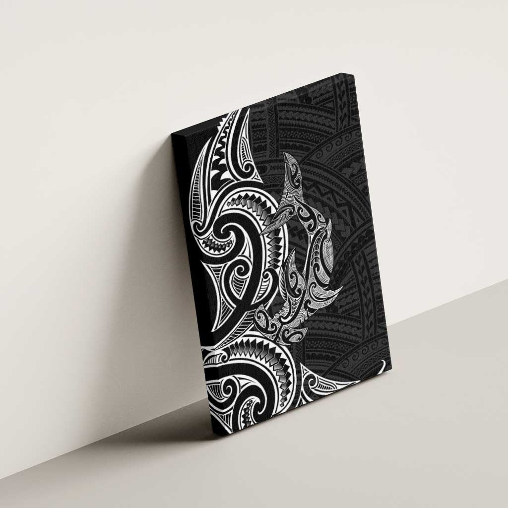 New Zealand Hammerhead Shark Canvas Wall Art Maori Haehae Mangopare Black - Aussie Hoodie