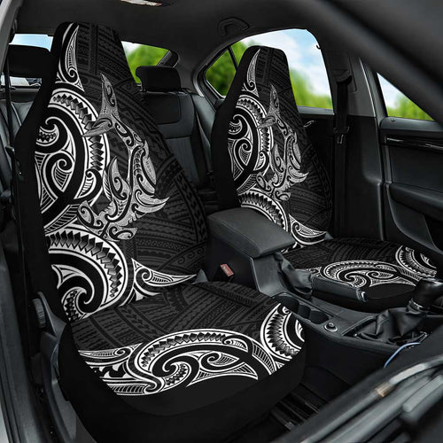 New Zealand Hammerhead Shark Car Seat Cover Maori Haehae Mangopare Black - Aussie Hoodie