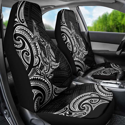 New Zealand Hammerhead Shark Car Seat Cover Maori Haehae Mangopare Black - Aussie Hoodie