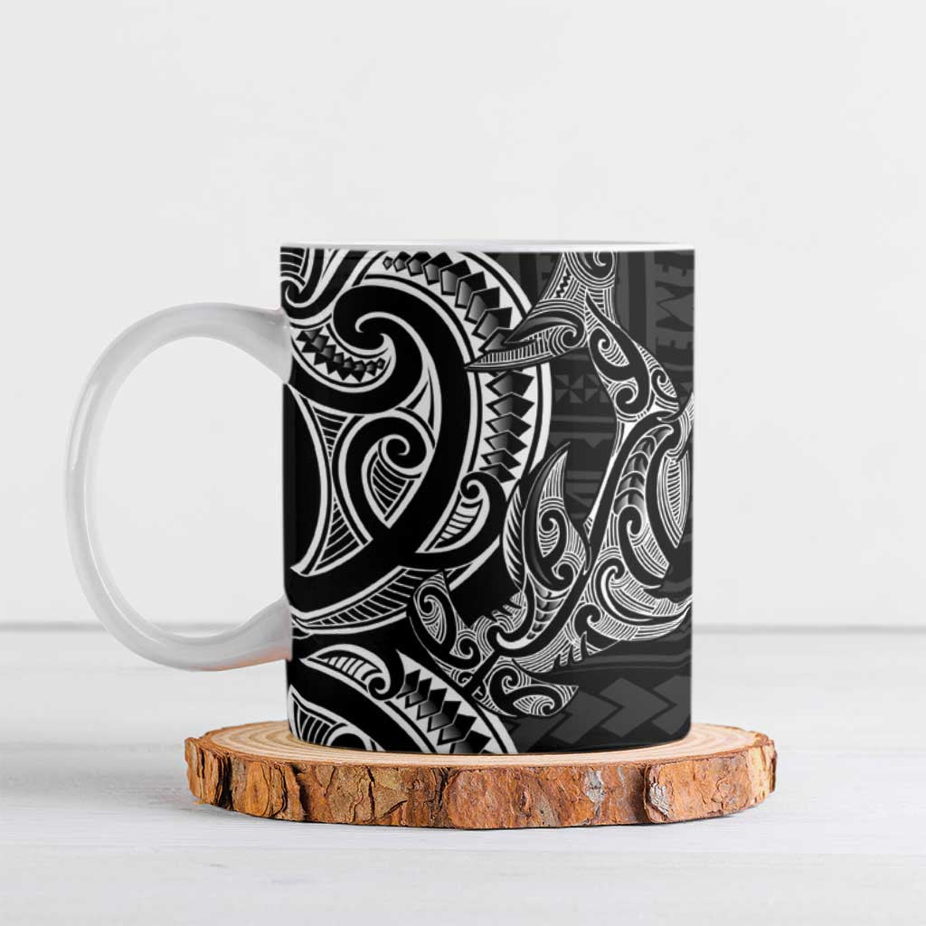 New Zealand Hammerhead Shark Ceramic Mug Maori Haehae Mangopare Black - Aussie Hoodie