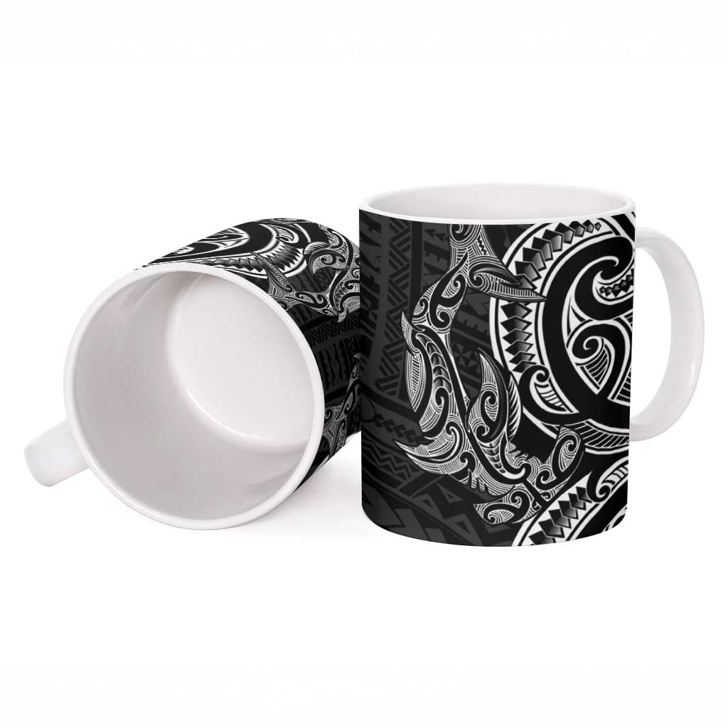 New Zealand Hammerhead Shark Ceramic Mug Maori Haehae Mangopare Black - Aussie Hoodie