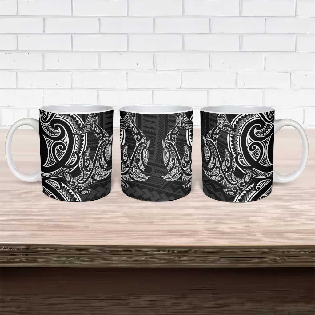 New Zealand Hammerhead Shark Ceramic Mug Maori Haehae Mangopare Black - Aussie Hoodie
